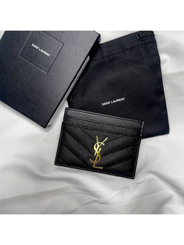 Luxury Saint Laurent Gold Hardware Matelasse Caviar Leather Card Wallet Black