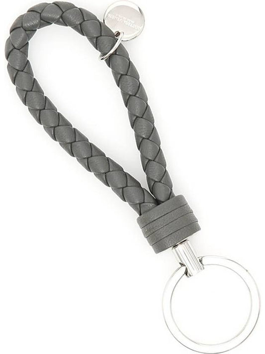 Luxury Bottega Veneta Intrecciato Leather Key Holder Grey