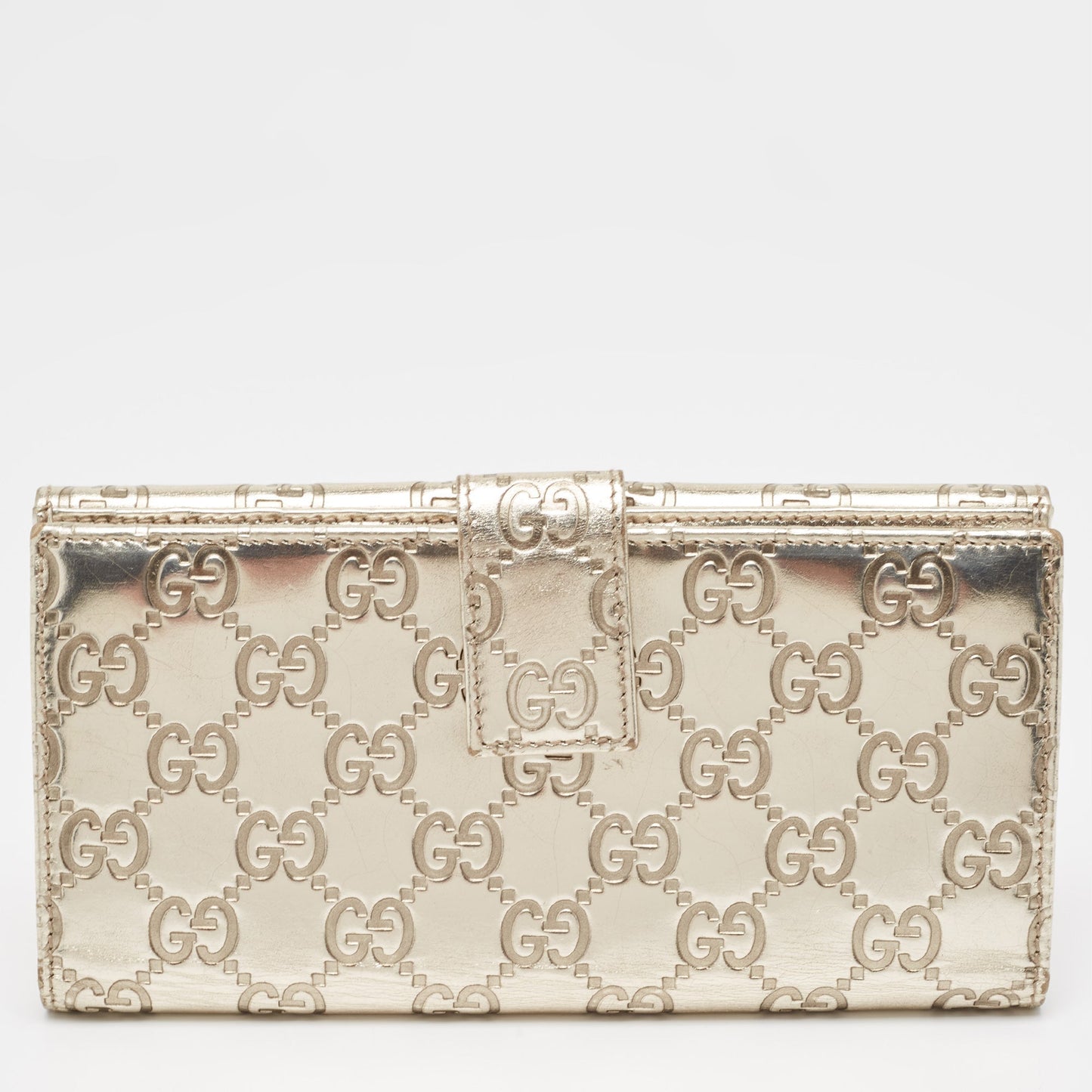 Luxury Gucci Trending 2025 Metallic Gold Luxury Gucci Trending 2025ssima Leather Flap Continental Wallet