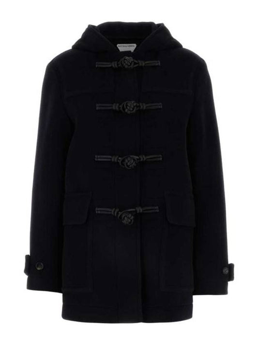 Luxury Bottega Veneta Knot Wool Duffel Coat Navy