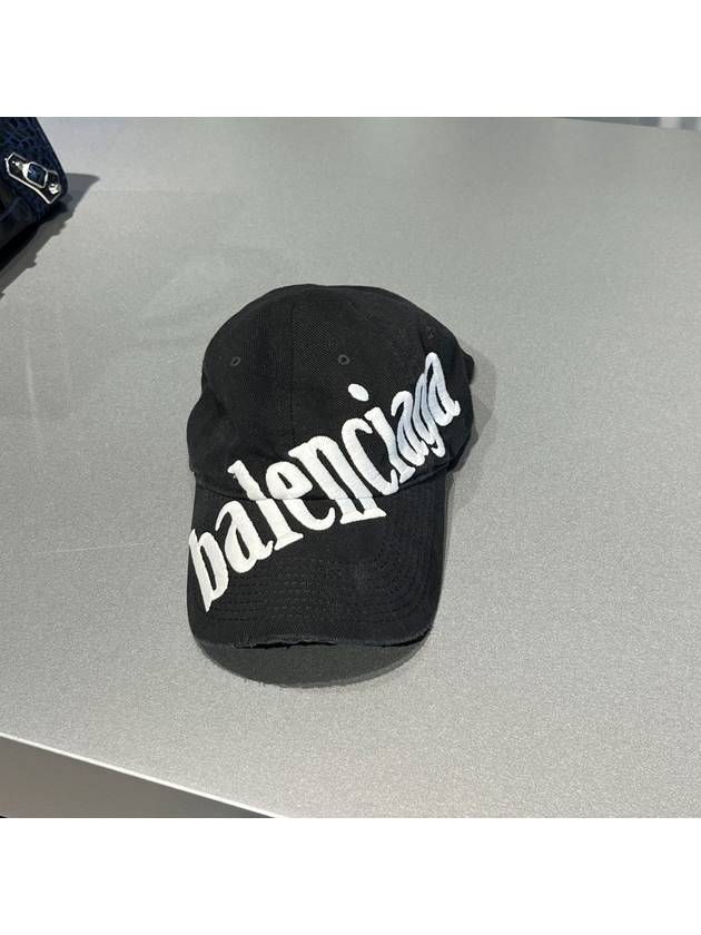 Luxury Balenciaga diagonal logo ball cap black