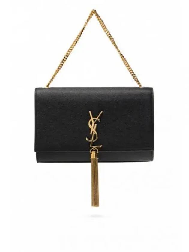 Luxury Saint Laurent Kate Tassel Chain Cross Shoulder Bag Black