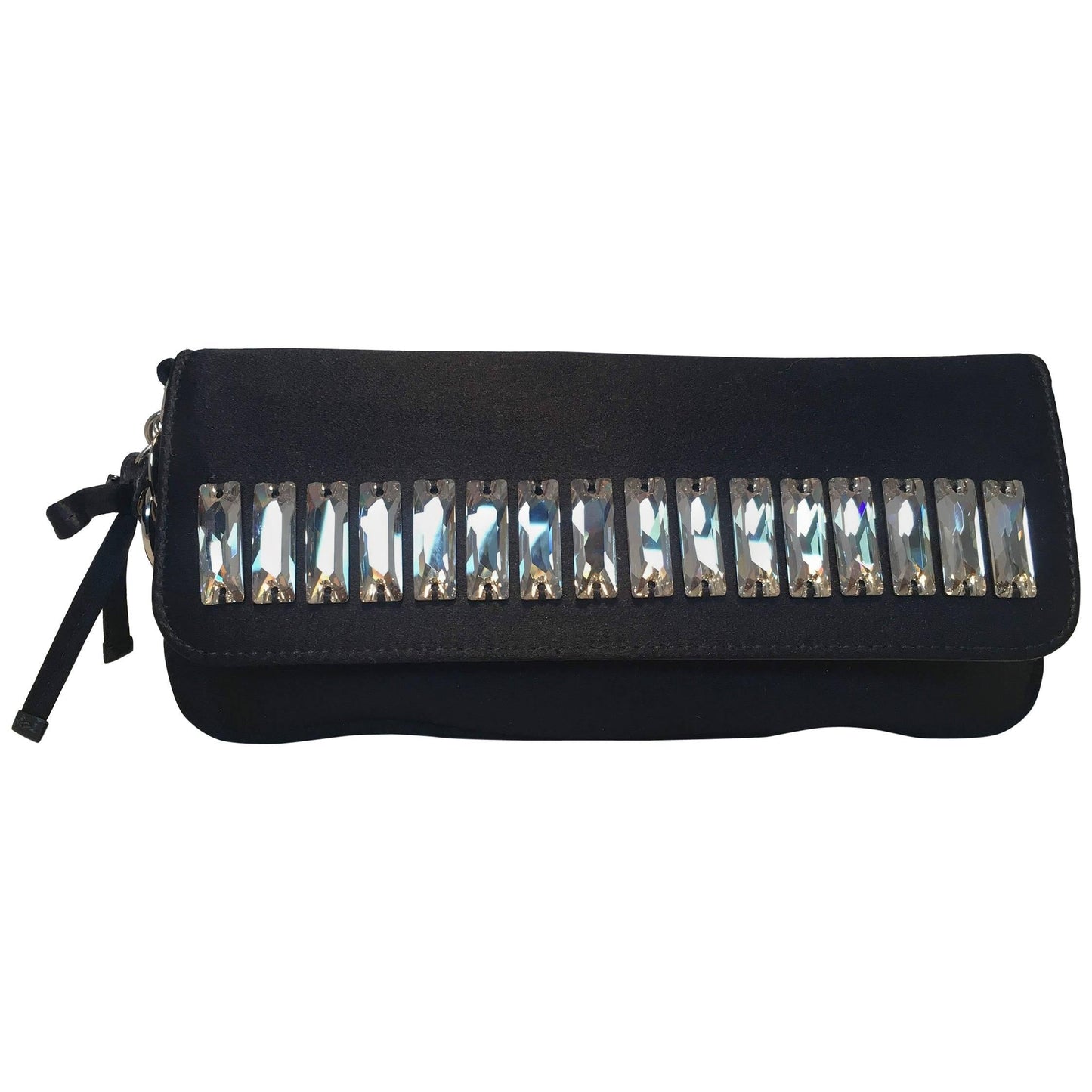 Luxury Gucci Trending 2025 Black Silk Crystal Front Beaded Evening Bag Clutch