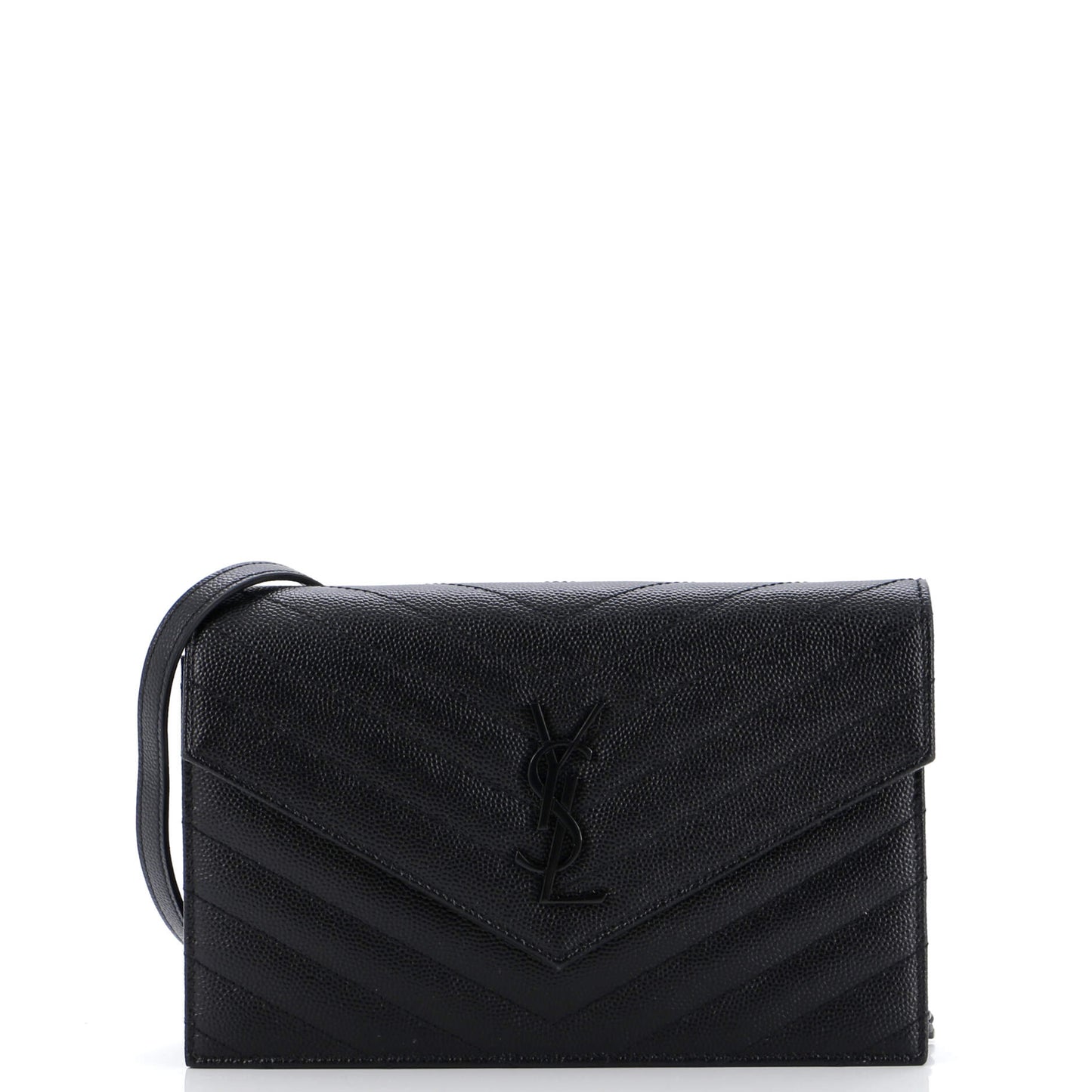 Luxury Saint Laurent Classic Monogram Wallet on Chain Matelasse Chevron Leather Small