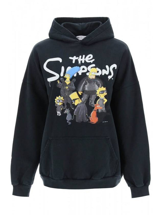 Luxury Balenciaga The Simpsons Printed Hoodie Black