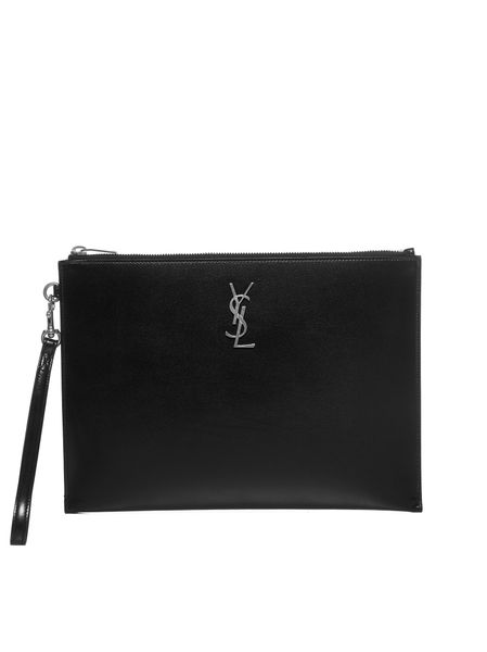 Luxury Saint Laurent Men's Ipad Leather Holder in Black | 6676860SX0E