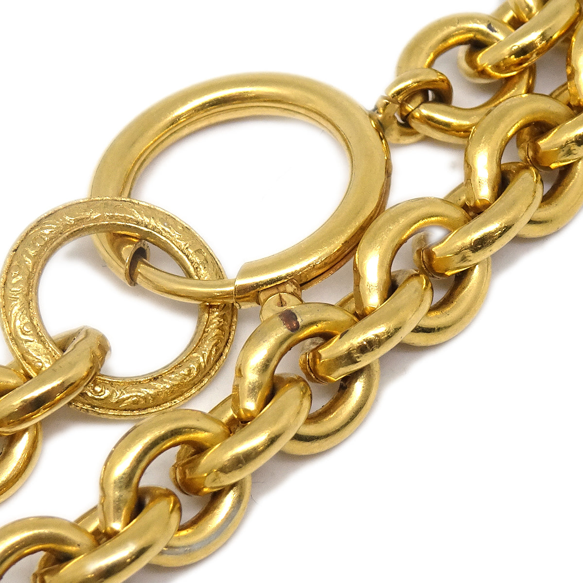 Chanel Quilted Charm Gold Chain Pendant Necklace Accessories 94A
