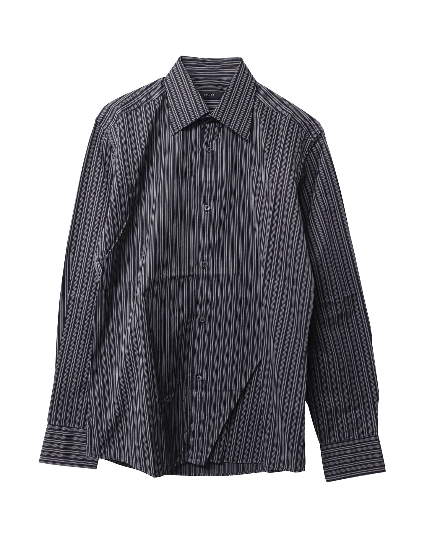 Luxury Gucci Trending 2025 Striped Button Down Shirt in Black Cotton