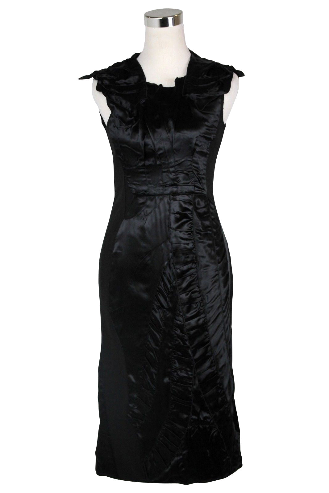 Luxury Bottega Veneta Women's Silk Pattern  Wool Polyamide Dress Ruffle Detail