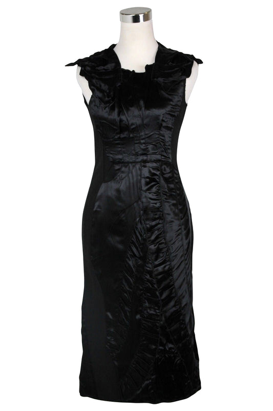 Luxury Bottega Veneta Women's Silk Pattern  Wool Polyamide Dress Ruffle Detail