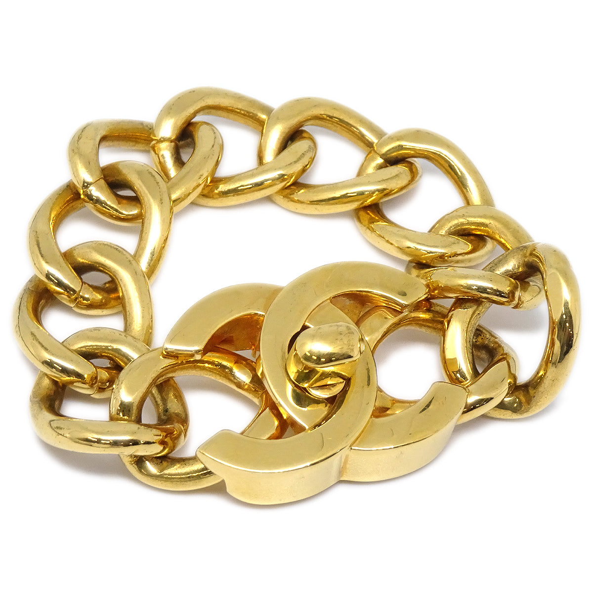 Luxury Chanel 1996 Turnlock Gold Chain Bracelet 96A