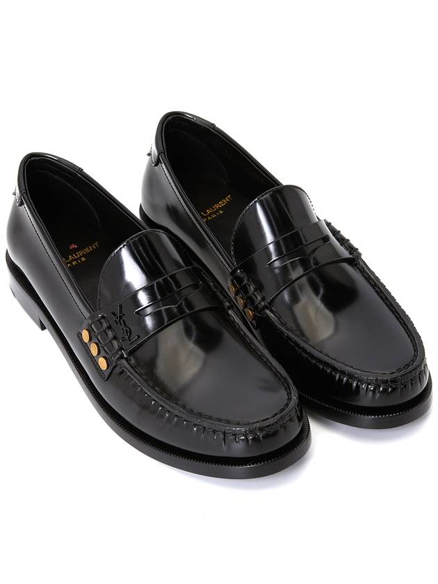 Luxury Saint Laurent Monogram Penny Leather Loafer Black