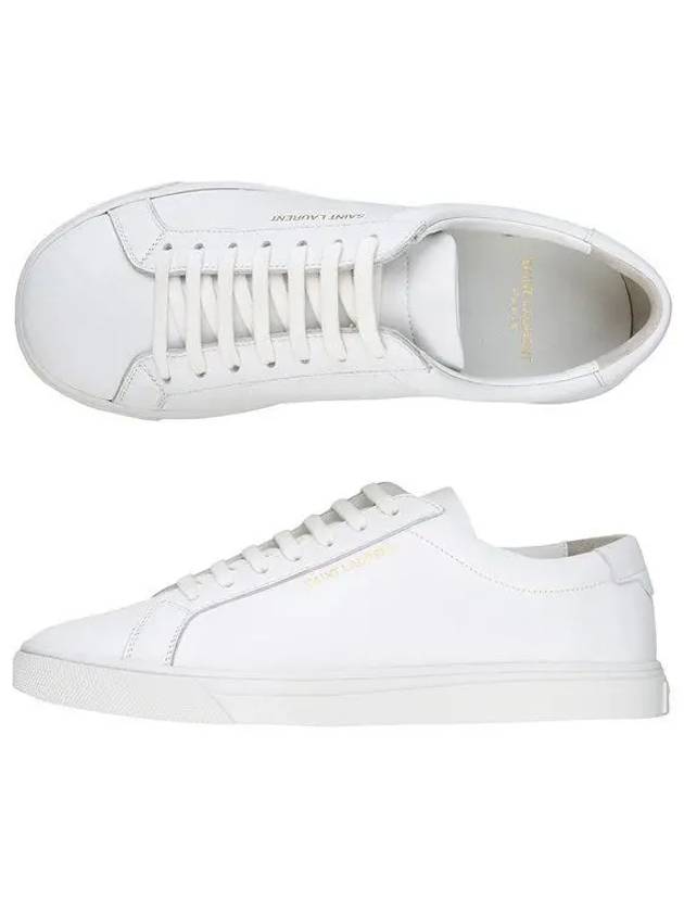Luxury Saint Laurent Men's Andy Leather Low Top Sneakers White