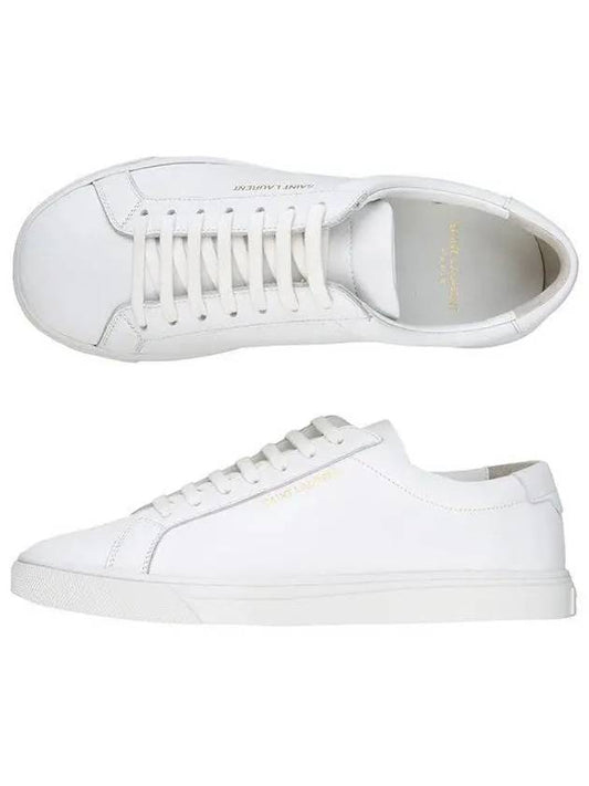 Luxury Saint Laurent Men's Andy Leather Low Top Sneakers White