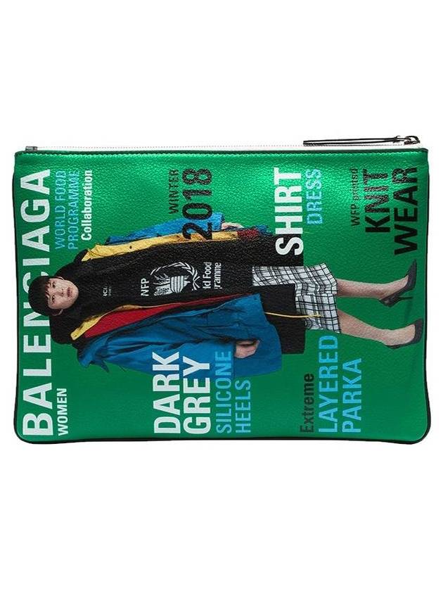 Luxury Balenciaga Magazine Medium Clutch Bag Green