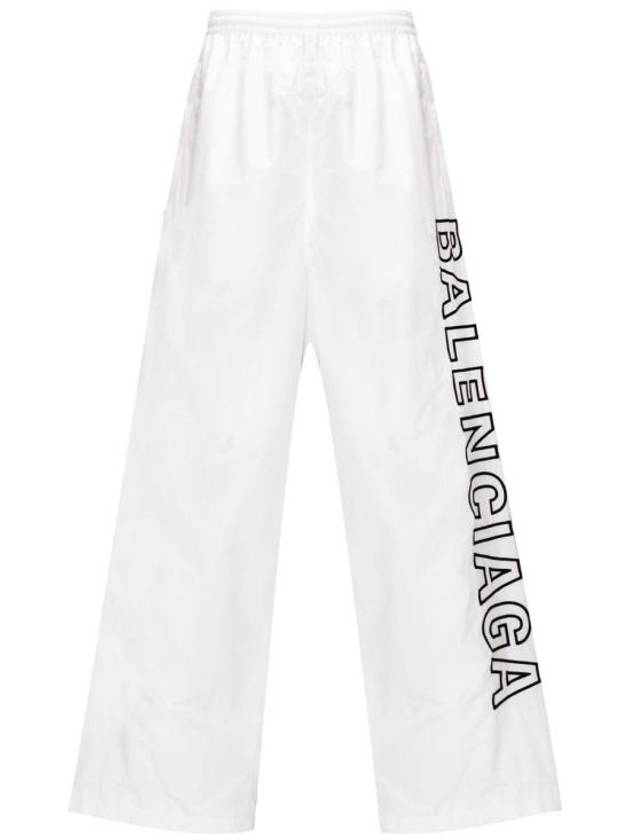 Luxury Balenciaga Embroidered Logo Polyester Wide Track Pants White