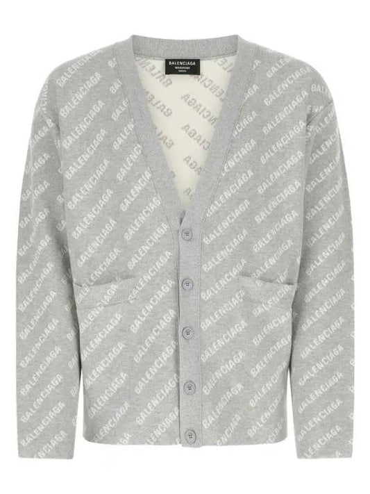 Luxury Balenciaga All-Over Logo Cardigan Grey
