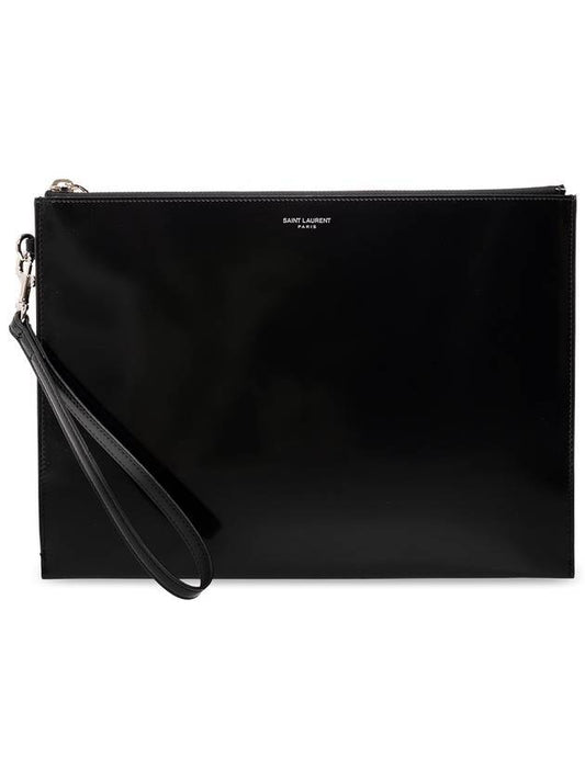 Luxury Saint Laurent Patent Leather Clutch Bag Black