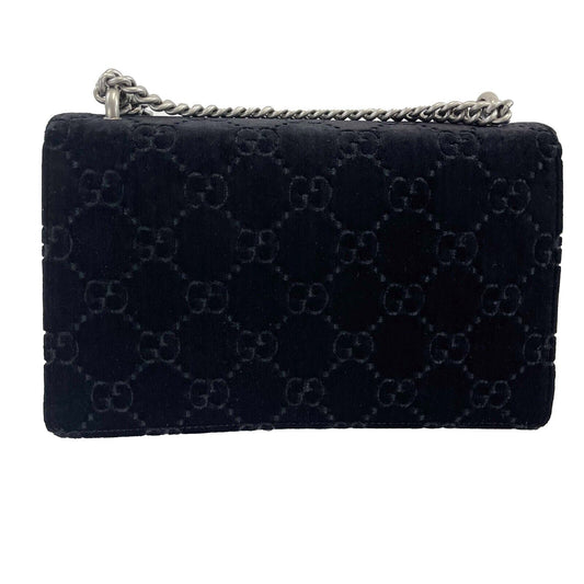 Luxury Gucci - NEW Black / Silver Velvet Embossed GG Dionysus Small Shoulder Bag