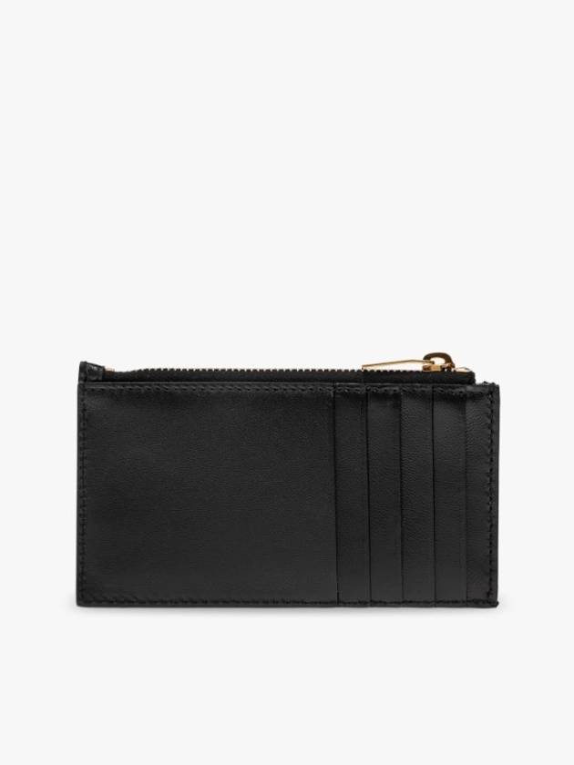 Luxury Saint Laurent Cassandra Fragment Zipper Card Case Lambskin Black
