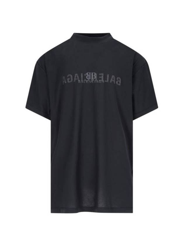 Luxury Balenciaga Logo Print Short Sleeve T-Shirt Black