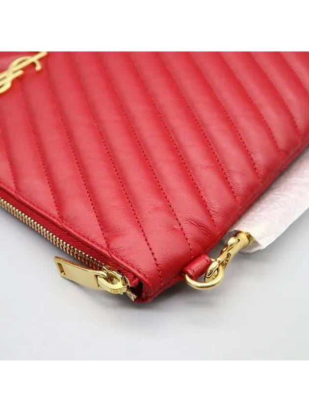 Luxury Saint Laurent 559193 Red color Matrace quilted monogram gold logo tablet pouch clutch bag