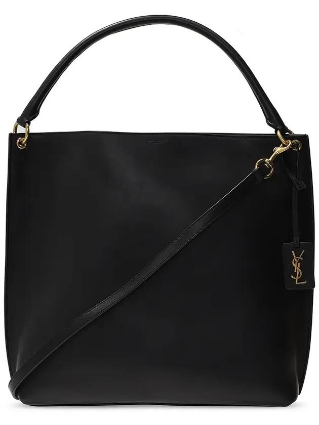 Luxury Saint Laurent Tag Calfskin Hobo Shoulder Bag Black