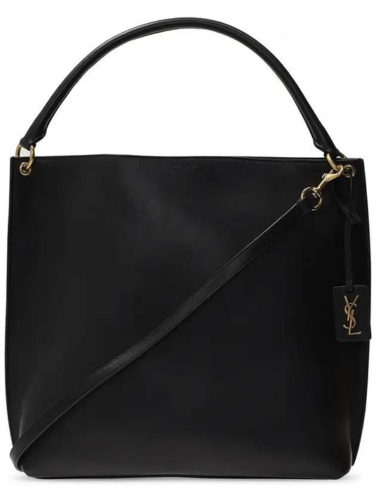 Luxury Saint Laurent Tag Calfskin Hobo Shoulder Bag Black