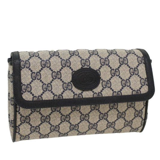 Luxury Gucci GG Canvas Pouch PVC Leather Gray Navy  ep1605