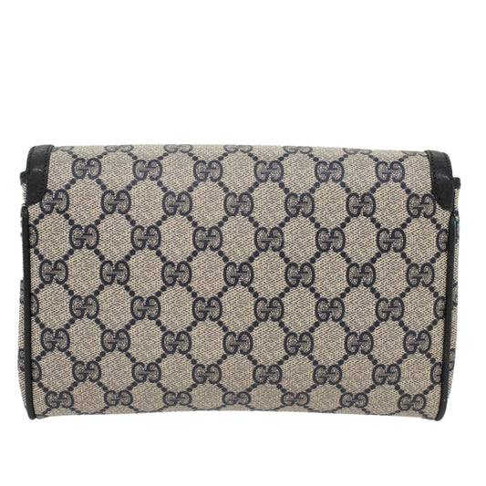 Luxury Gucci GG Canvas Pouch PVC Leather Gray Navy  ep1605