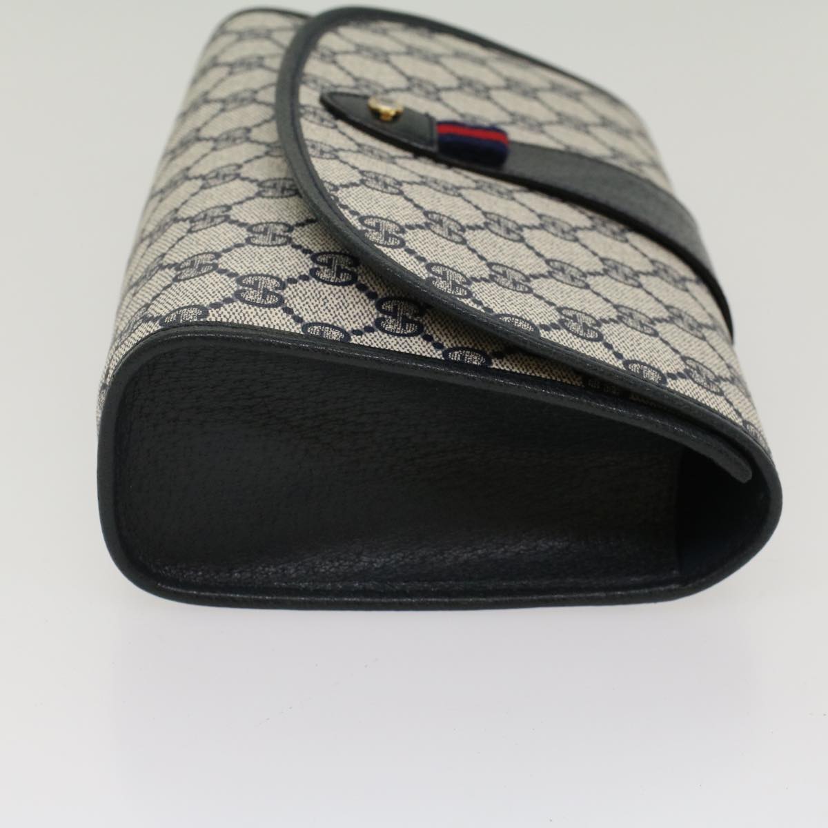 Luxury Gucci GG Canvas Sherry Line Clutch Bag Gray Red Navy 89 01 030  ep1612