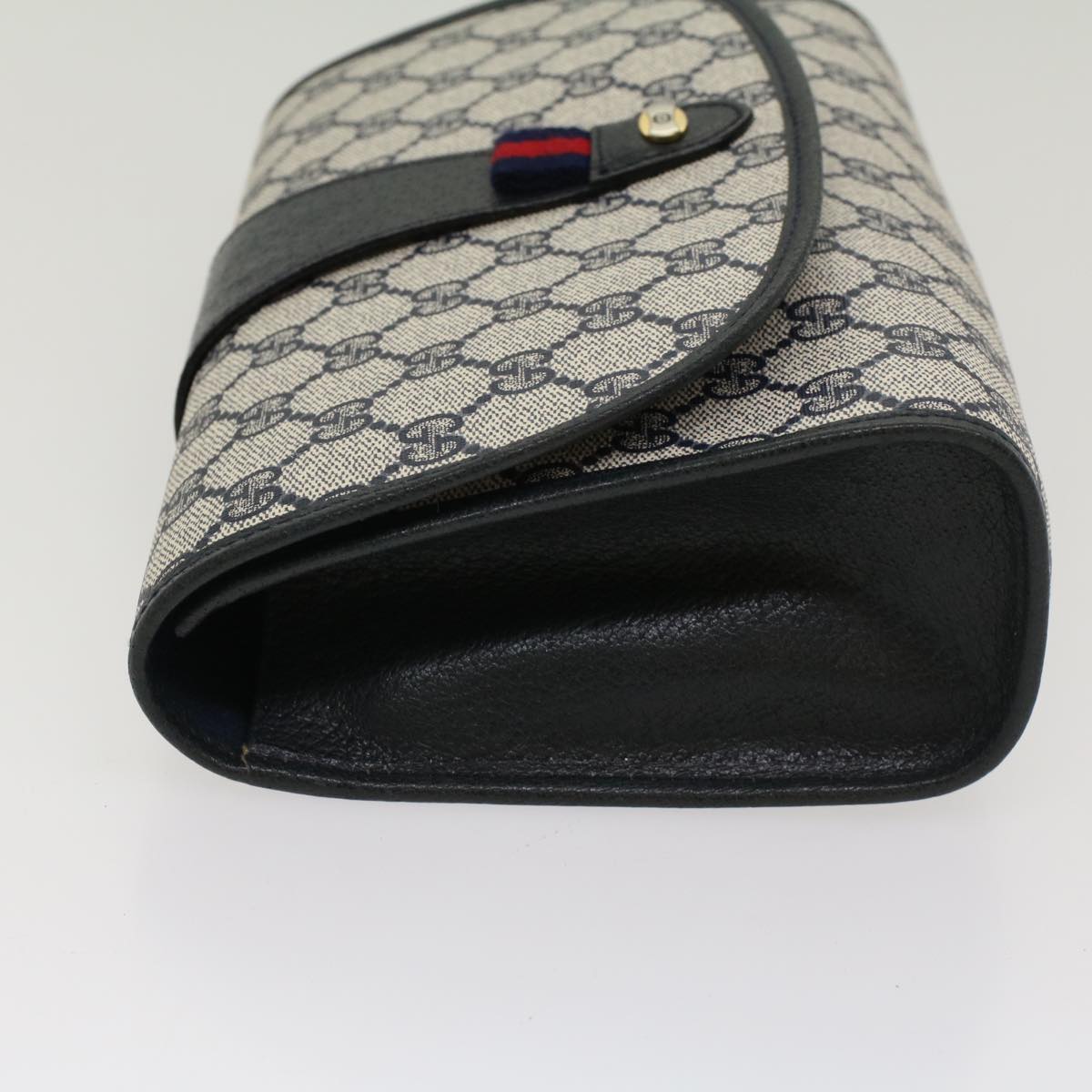 Luxury Gucci GG Canvas Sherry Line Clutch Bag Gray Red Navy 89 01 030  ep1612