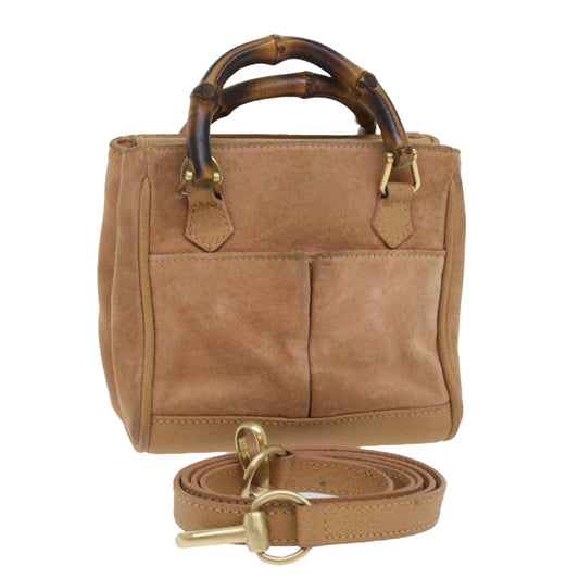 Luxury Gucci Bamboo Hand Bag Suede 2way Brown 007 1793 0238  ep1620