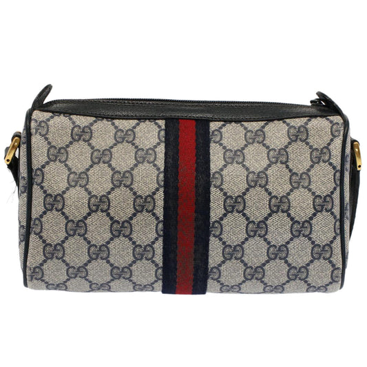 Luxury Gucci GG Canvas Sherry Line Shoulder Bag Gray Red Navy 89 02 018  ep1660