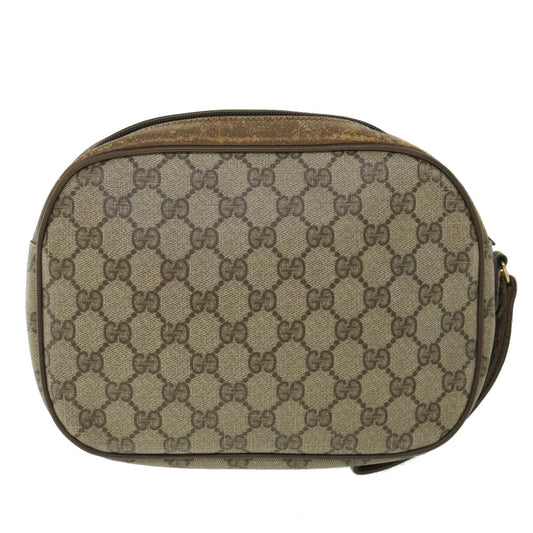 Luxury Gucci GG Canvas Web Sherry Line Clutch Bag PVC Leather Beige Green  ep1670