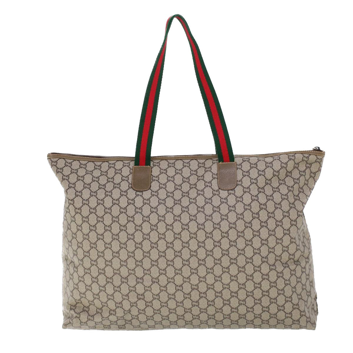 Luxury Gucci GG Plus Canvas Web Sherry Line Tote Bag Beige Red Green  ep1694
