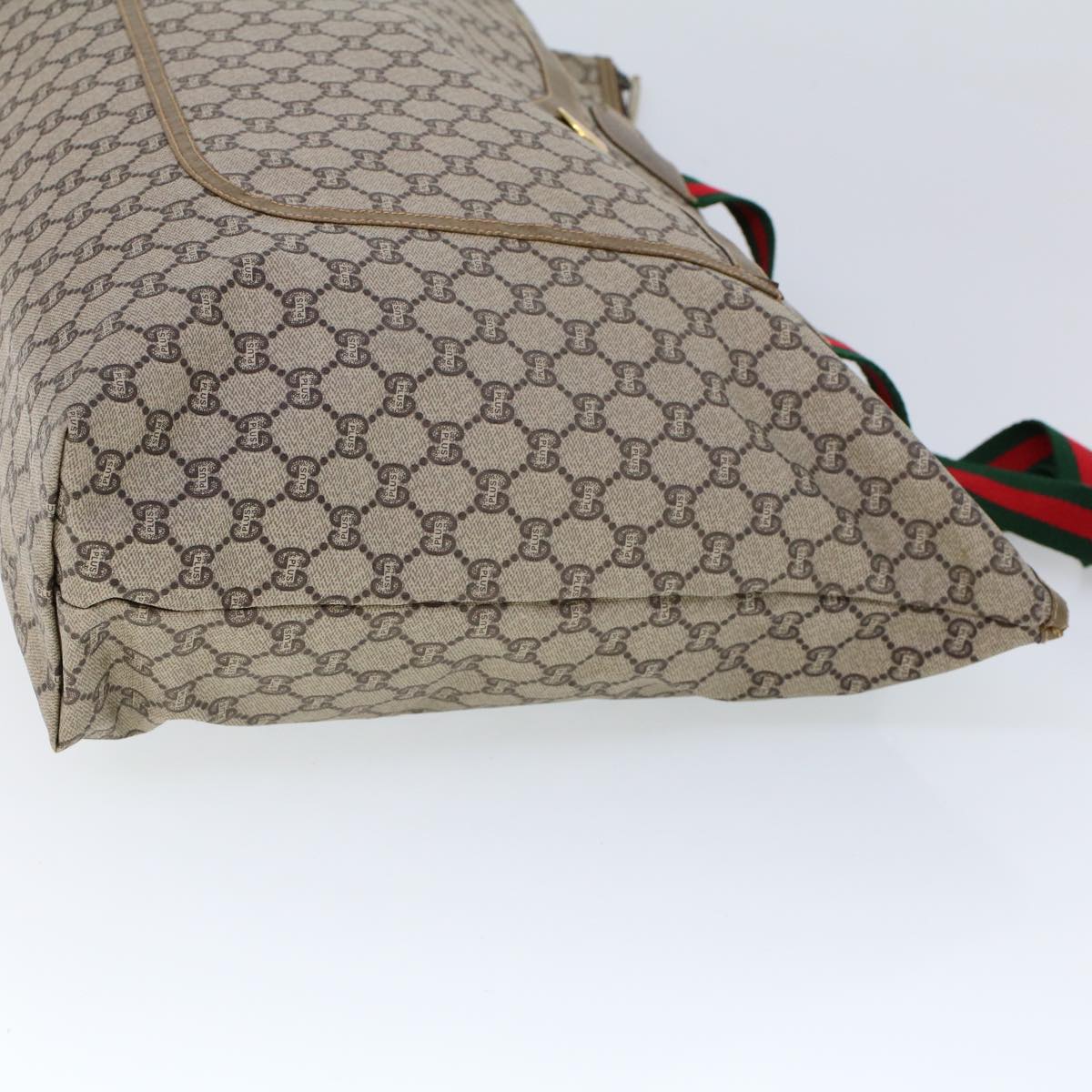 Luxury Gucci GG Plus Canvas Web Sherry Line Tote Bag Beige Red Green  ep1694
