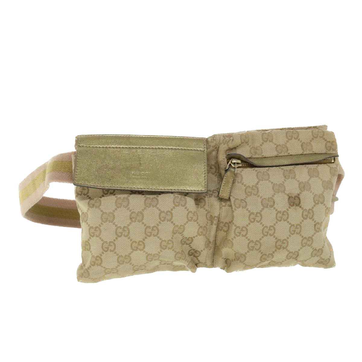 Luxury Gucci GG Canvas Sherry Line Waist bag Beige Gold pink 28566  ep1738