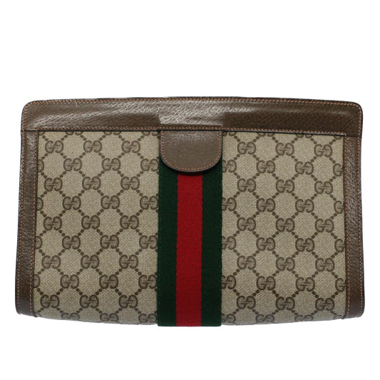 Luxury Gucci GG Canvas Web Sherry Line Clutch Bag Beige Red Green 89 01 002  ep1743