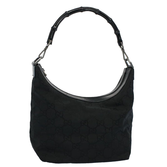 Luxury Gucci GG Canvas Bamboo Shoulder Bag Black 000 0531 002058  ep1777