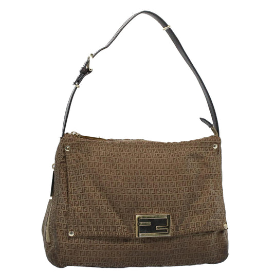 Luxury FendiZucchino Canvas Shoulder Bag Brownep1788