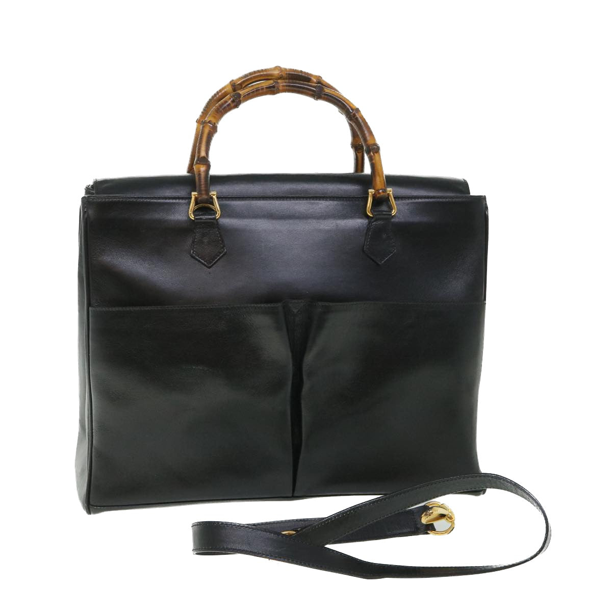 Luxury Gucci Bamboo Hand Bag Leather 2way Black 002 2855 0322 0  ep1823