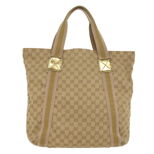 Luxury Gucci GG Canvas Sherry Line Tote Bag Beige Pink Khaki 189669  ep1863
