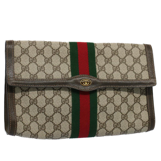 Luxury Gucci GG Canvas Web Sherry Line Clutch Bag Beige Red 41 014 3087 30  ep1883