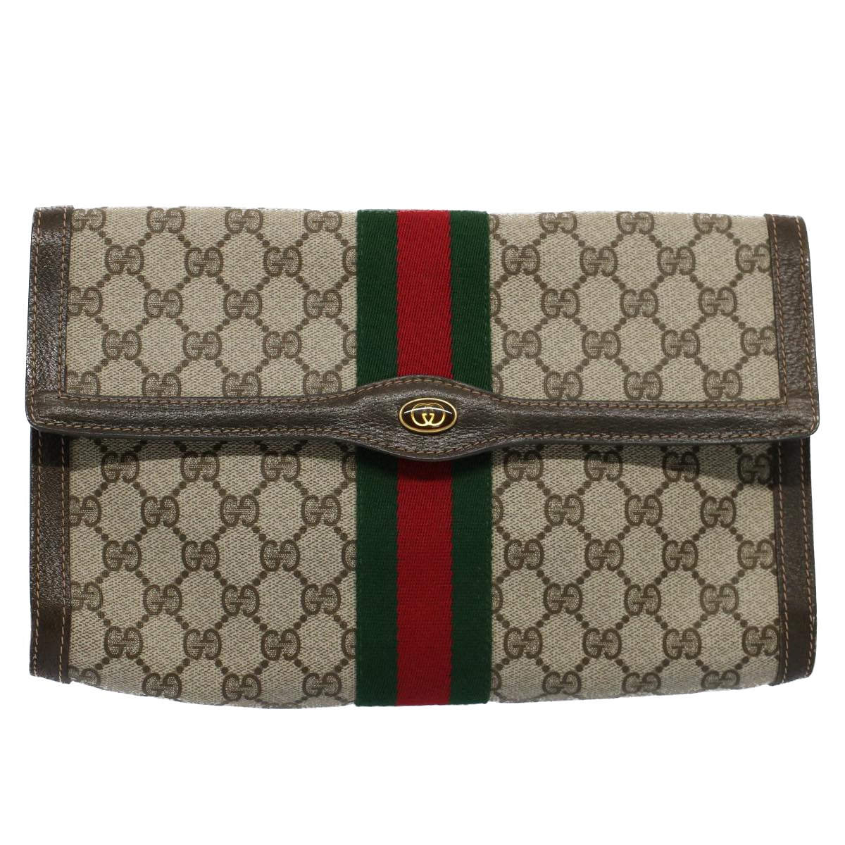 Luxury Gucci GG Canvas Web Sherry Line Clutch Bag Beige Red 41 014 3087 30  ep1883