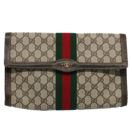 Luxury Gucci GG Canvas Web Sherry Line Clutch Bag Beige Red 41 014 3087 30  ep1883