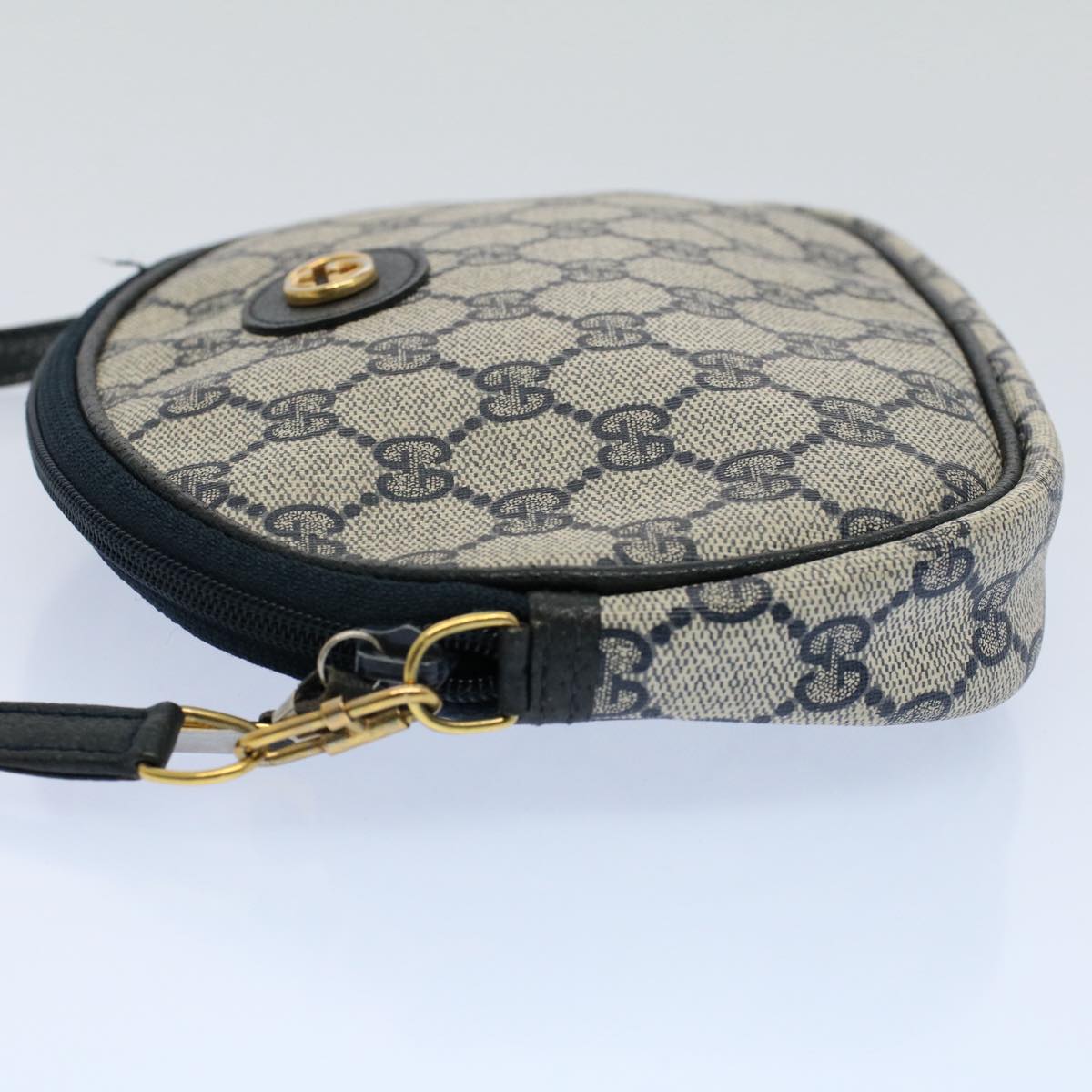 Luxury Gucci GG Canvas Shoulder Bag PVC Leather Gray Navy  ep1884