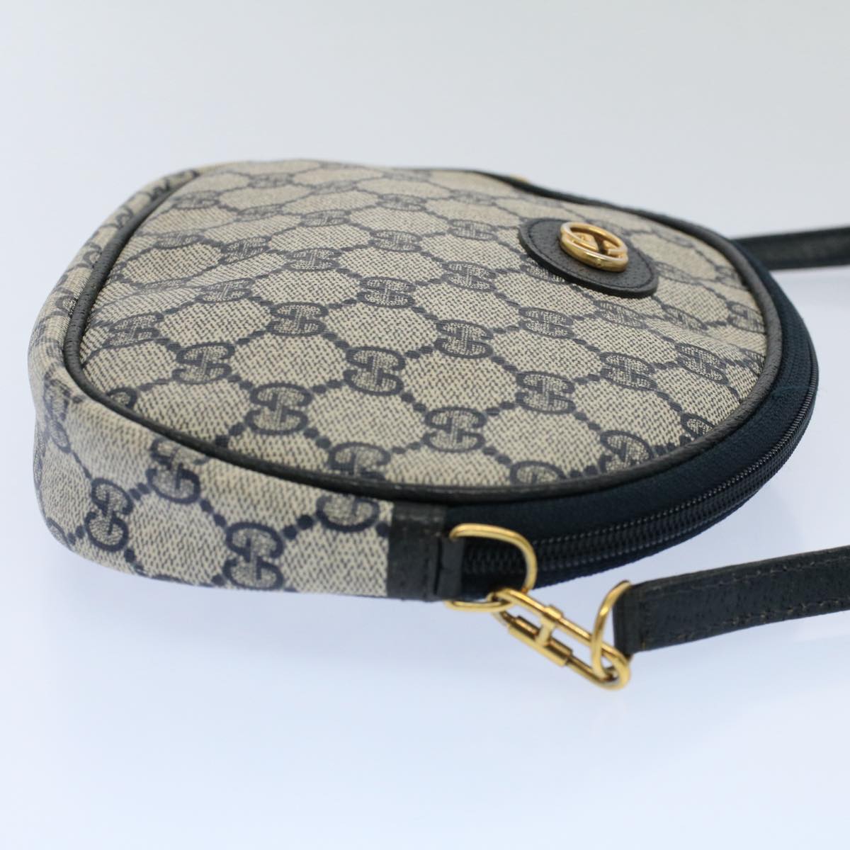 Luxury Gucci GG Canvas Shoulder Bag PVC Leather Gray Navy  ep1884