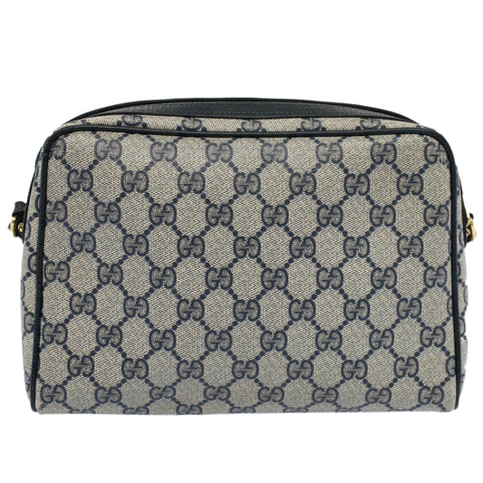 Luxury Gucci GG Canvas Shoulder Bag PVC Leather Gray Navy  ep1896