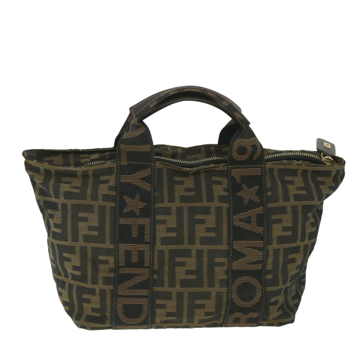 Luxury FendiZucca Canvas Hand Bag Black Brownep2059